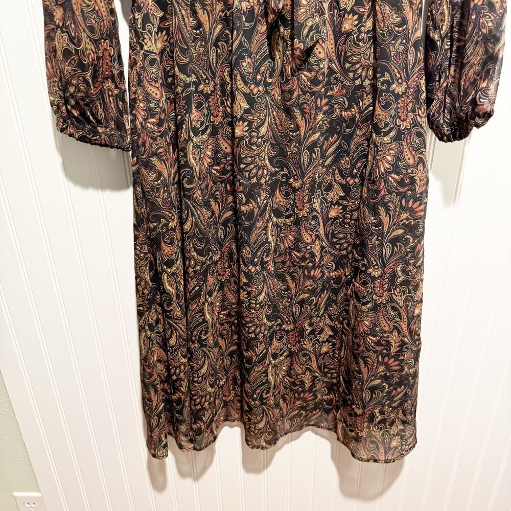 Evereve Eliza Midi Dress Paisley Floral Size Large - Picture 3 of 8